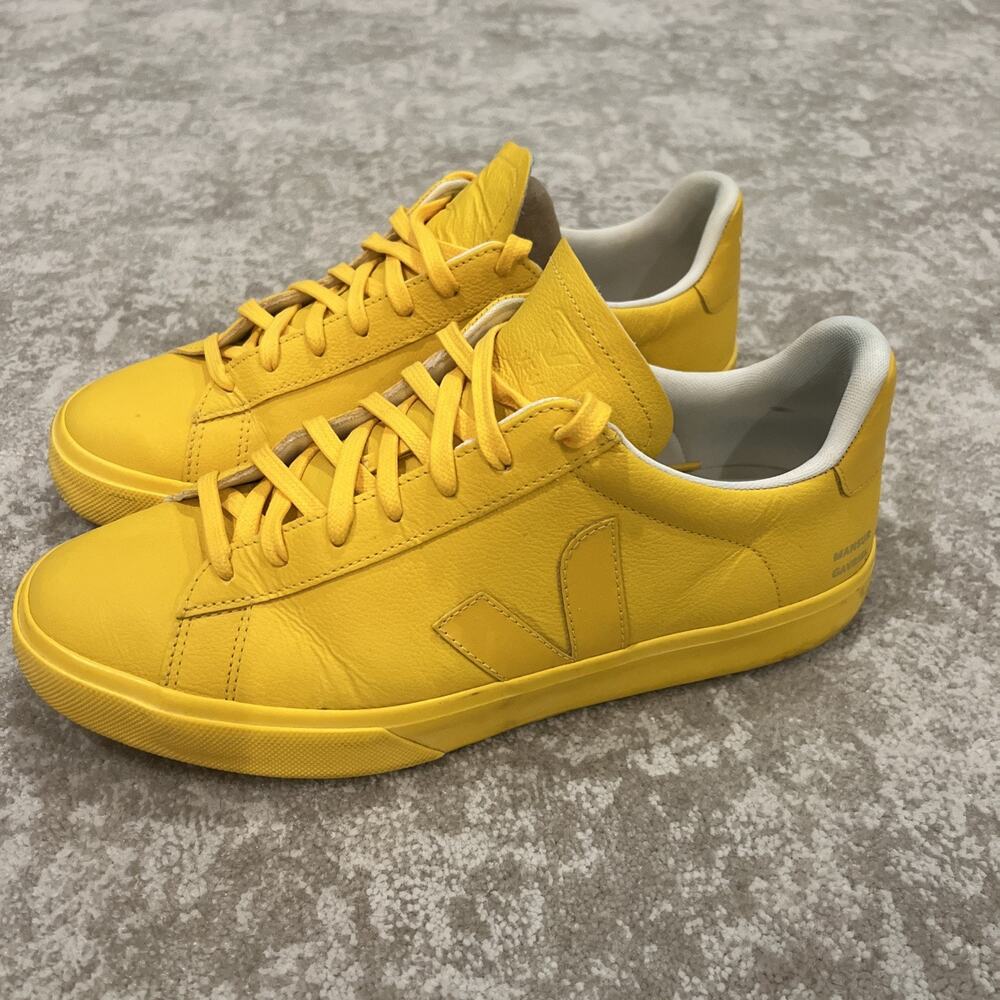 Veja Yellow Leather V-10 Low-Top Athletic Sneakers